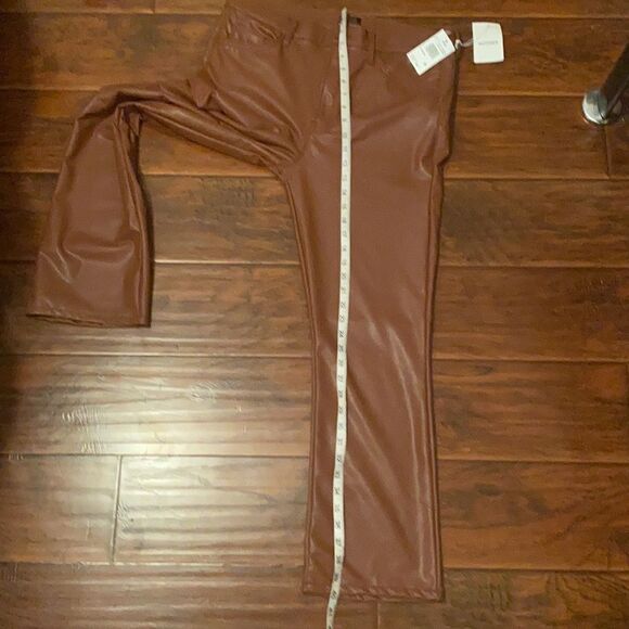 Mother The Insider Ankle Faux Leather Cropped Brown Pants Modern NWT - Picture 14 of 16